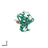 PDB entry 2nnu coloured by chain, side view.