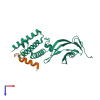 PDB entry 2nnu coloured by chain, top view.