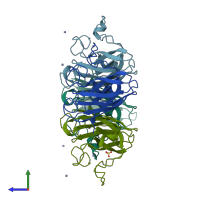 PDB entry 2nnx coloured by chain, side view.