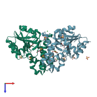 PDB entry 2no5 coloured by chain, top view.