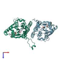 PDB entry 2no7 coloured by chain, top view.