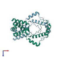 PDB entry 2nog coloured by chain, top view.