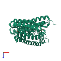 PDB entry 2nop coloured by chain, top view.