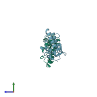 PDB entry 2not coloured by chain, side view.