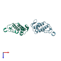 PDB entry 2not coloured by chain, top view.