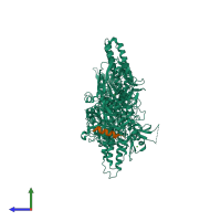 PDB entry 2np0 coloured by chain, side view.