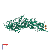 PDB entry 2np0 coloured by chain, top view.