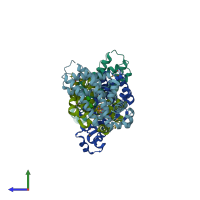 PDB entry 2np5 coloured by chain, side view.