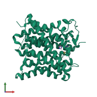 PDB entry 2npj coloured by chain, front view.