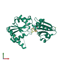 PDB entry 2npn coloured by chain, front view.