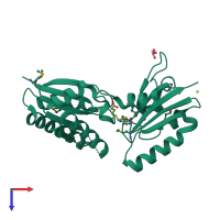 PDB entry 2npn coloured by chain, top view.