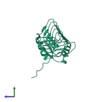 PDB entry 2npo coloured by chain, side view.