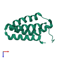 Monomeric assembly 1 of PDB entry 2npu coloured by chemically distinct molecules, top view.