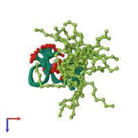 PDB entry 2npv coloured by chain, ensemble of 24 models, top view.