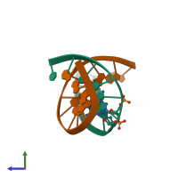 PDB entry 2npw coloured by chain, side view.