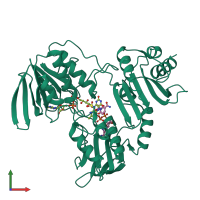 PDB entry 2npx coloured by chain, front view.