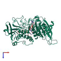 PDB entry 2npx coloured by chain, top view.