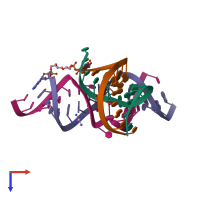PDB entry 2npy coloured by chain, top view.