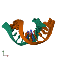 PDB entry 2nq0 coloured by chain, ensemble of 15 models, front view.