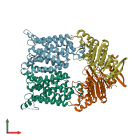 PDB entry 2nq2 coloured by chain, front view.
