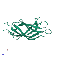 PDB entry 2nq3 coloured by chain, top view.