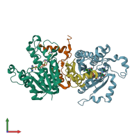 PDB entry 2nq8 coloured by chain, front view.