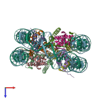 PDB entry 2nqb coloured by chain, top view.