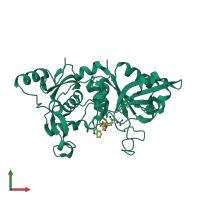 PDB entry 2nqg coloured by chain, front view.