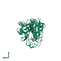 PDB entry 2nqg coloured by chain, side view.