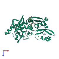 PDB entry 2nqi coloured by chain, top view.