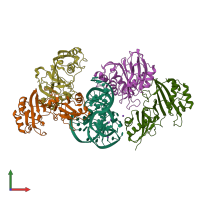 PDB entry 2nqp coloured by chain, front view.