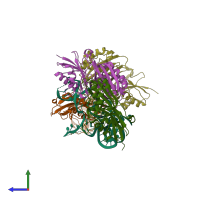 PDB entry 2nqp coloured by chain, side view.