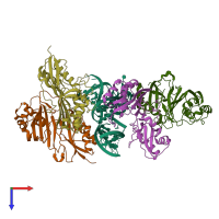 PDB entry 2nqp coloured by chain, top view.