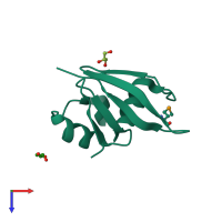 PDB entry 2nqw coloured by chain, top view.