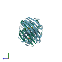 PDB entry 2nqy coloured by chain, side view.