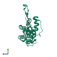 PDB entry 2nr7 coloured by chain, side view.