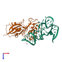 PDB entry 2nre coloured by chain, top view.