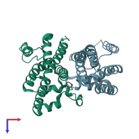 PDB entry 2nrf coloured by chain, top view.