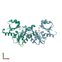 PDB entry 2nrh coloured by chain, front view.