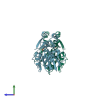 PDB entry 2nrh coloured by chain, side view.