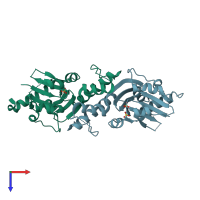 PDB entry 2nrh coloured by chain, top view.