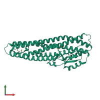 PDB entry 2nrj coloured by chain, front view.