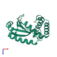 PDB entry 2nrk coloured by chain, top view.