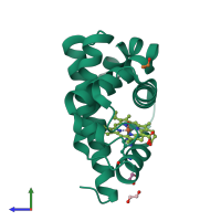 PDB entry 2nrl coloured by chain, side view.