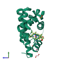 PDB entry 2nrl coloured by chain, side view.