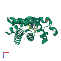 PDB entry 2nrl coloured by chain, top view.