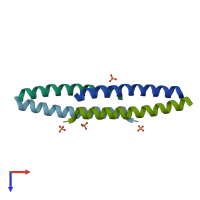 PDB entry 2nrn coloured by chain, top view.