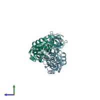 PDB entry 2nrs coloured by chain, side view.