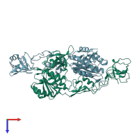 PDB entry 2nrs coloured by chain, top view.