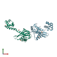 PDB entry 2nrx coloured by chain, front view.